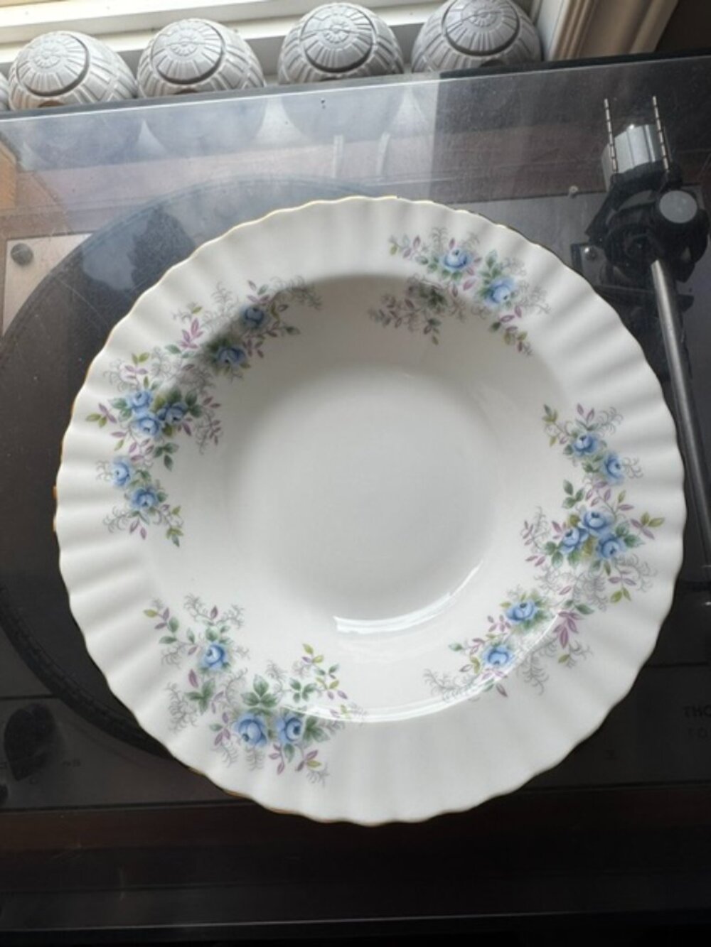 Royal Albert Blue Blossom Rimmed Soup Bowls – Set of 2 – Vintage Bone China